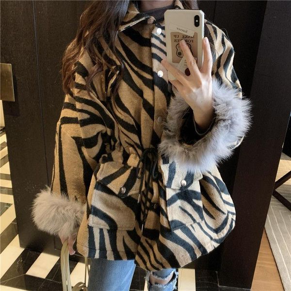 women's wool & blends winter korean oversize women clothing zebra pattern loose waist striped woolen stitching sleeves mid-length coat, Black
women's wool & blends winter korean oversize women clothing zebra pattern loose waist striped woolen stitching sleeves mid-length coat, Black