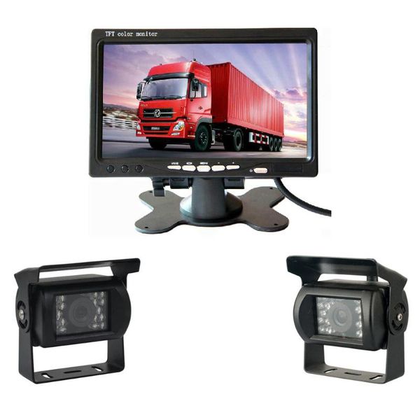 car rear view cameras& parking sensors dual backup camera and monitor kit for bus truck rv, ir led night vision waterproof rearview + 7"
car rear view cameras& parking sensors dual backup camera and monitor kit for bus truck rv, ir led night vision waterproof rearview + 7"