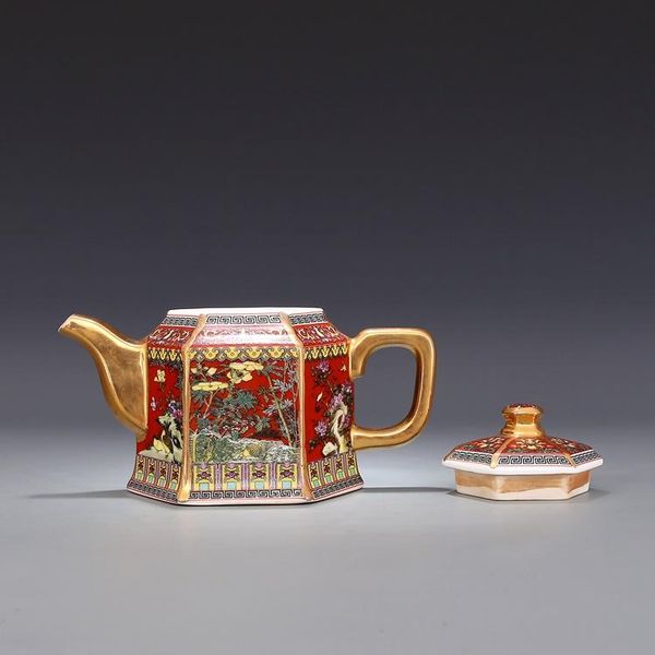 jingdezhen antique qianlong enamel gold teapot with handle hexagon teapots with flowers and birds pattern ancient porcelain
jingdezhen antique qianlong enamel gold teapot with handle hexagon teapots with flowers and birds pattern ancient porcelain