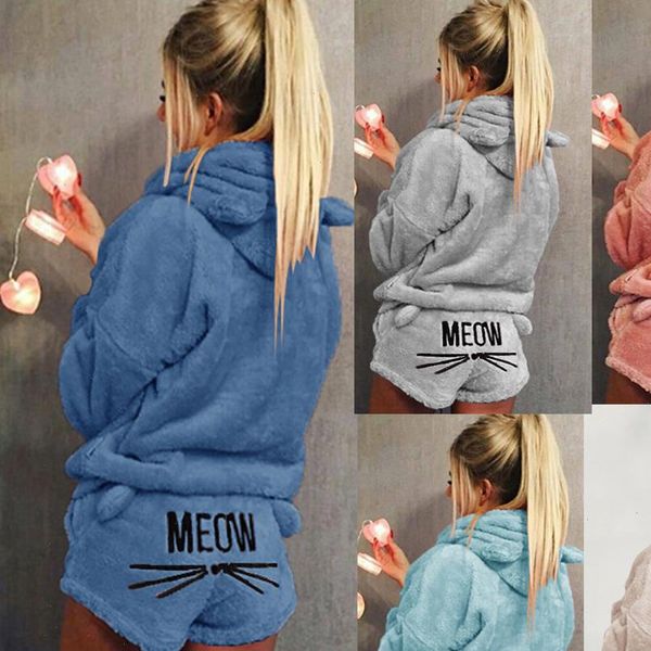 women pajamas sets hoodies pants suits winter cat meow fleece soft sleepwear two piece set cute plush female homewear suits, Gray
women pajamas sets hoodies pants suits winter cat meow fleece soft sleepwear two piece set cute plush female homewear suits, Gray