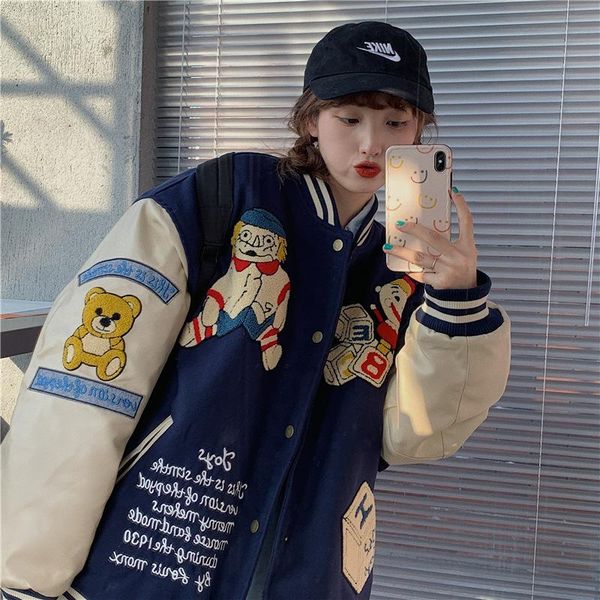 men's jackets 2021 autumn winter women casual thicken baseball jacket girl cartoon lady loose oversized outwear, Black;brown
men's jackets 2021 autumn winter women casual thicken baseball jacket girl cartoon lady loose oversized outwear, Black;brown
