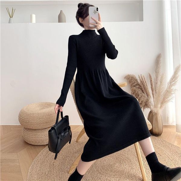 women autumn winter solid knit dress lady stand collar a-line pleated dresses female casual loose long sleeve vestido g143, Black;gray
women autumn winter solid knit dress lady stand collar a-line pleated dresses female casual loose long sleeve vestido g143, Black;gray