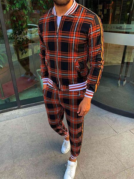 men's tracksuits autumn european american suits 3d plaid zipper blazer sweatshirt casual fashion slim trousers male clothing 1rsp, Gray
men's tracksuits autumn european american suits 3d plaid zipper blazer sweatshirt casual fashion slim trousers male clothing 1rsp, Gray