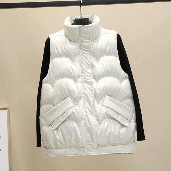 women's vests 2021 autumn winter women vest pu stand collar sleeveless zipper thick warm padded coat casual female two pockets waistcoa, Black;white
women's vests 2021 autumn winter women vest pu stand collar sleeveless zipper thick warm padded coat casual female two pockets waistcoa, Black;white