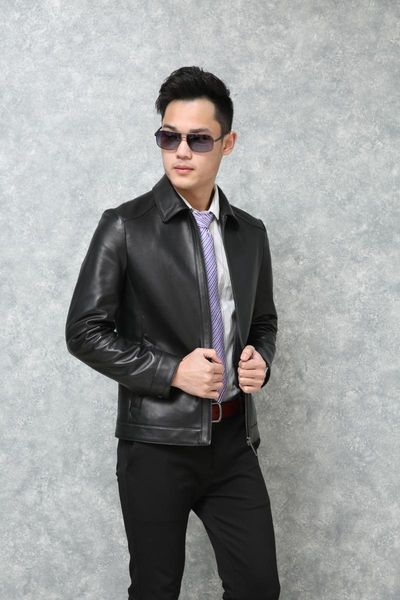 men's leather & faux 2021 haining city head layer sheepskin coat jacket, Black
men's leather & faux 2021 haining city head layer sheepskin coat jacket, Black