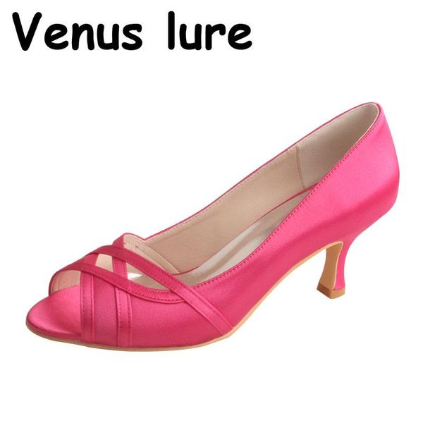 dress shoes 6.5cm heel peep toe for women wedding party fuchsia color satin pumps, Black
dress shoes 6.5cm heel peep toe for women wedding party fuchsia color satin pumps, Black