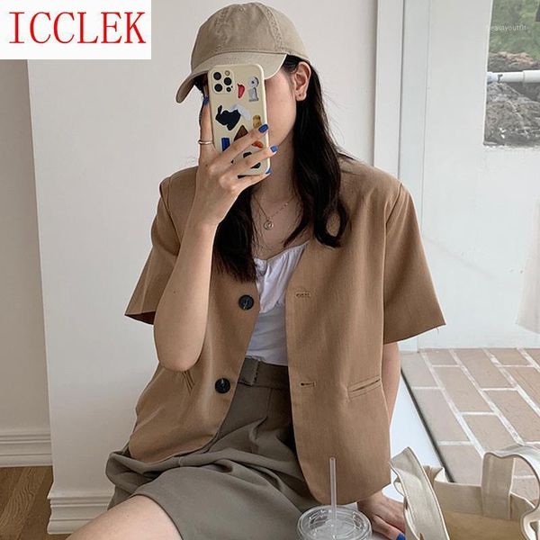 korean chic summer french simple v-neck two button loose casual solid color short sleeve suit jacket women's suits & blazers, White;black
korean chic summer french simple v-neck two button loose casual solid color short sleeve suit jacket women's suits & blazers, White;black