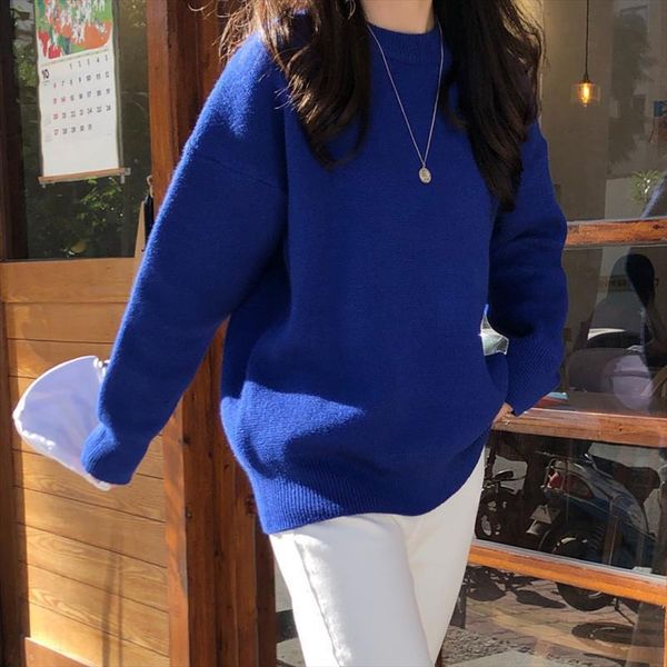 dark blue knitted women sweater o neck long sleeve casual jumpers warm korean autumn winter pullovers loose outwear x593, White;black
dark blue knitted women sweater o neck long sleeve casual jumpers warm korean autumn winter pullovers loose outwear x593, White;black