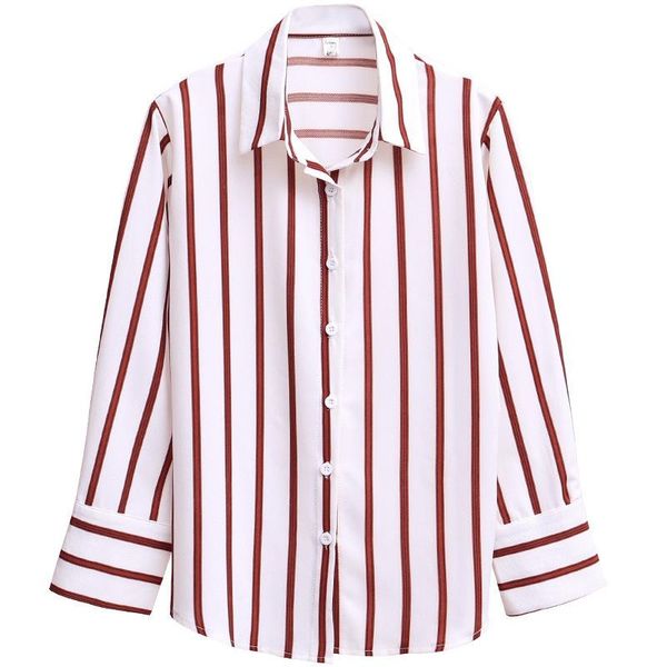 women's blouses & shirts women fashion long sleeve turn-down collar striped loose blouse autumn thin casual office shirt blusas, White
women's blouses & shirts women fashion long sleeve turn-down collar striped loose blouse autumn thin casual office shirt blusas, White