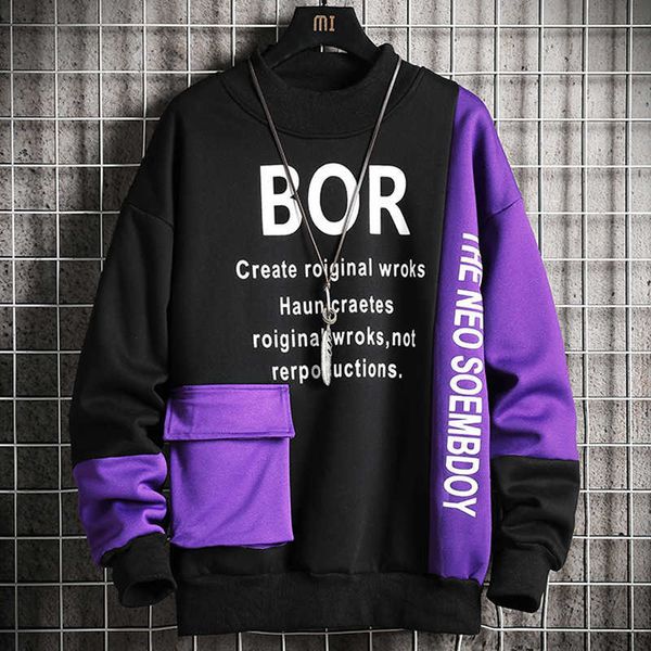 letter printed sweatshirt men high street hoodie mens fashion patchwork sweatshirts with pocket male o-neck casual 210715, Black
letter printed sweatshirt men high street hoodie mens fashion patchwork sweatshirts with pocket male o-neck casual 210715, Black