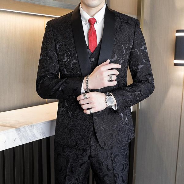 men's suits & blazers 2021 mens suit jacket sets korean style wedding black flower gift western dress men hollow three - piece self-cul, White;black
men's suits & blazers 2021 mens suit jacket sets korean style wedding black flower gift western dress men hollow three - piece self-cul, White;black