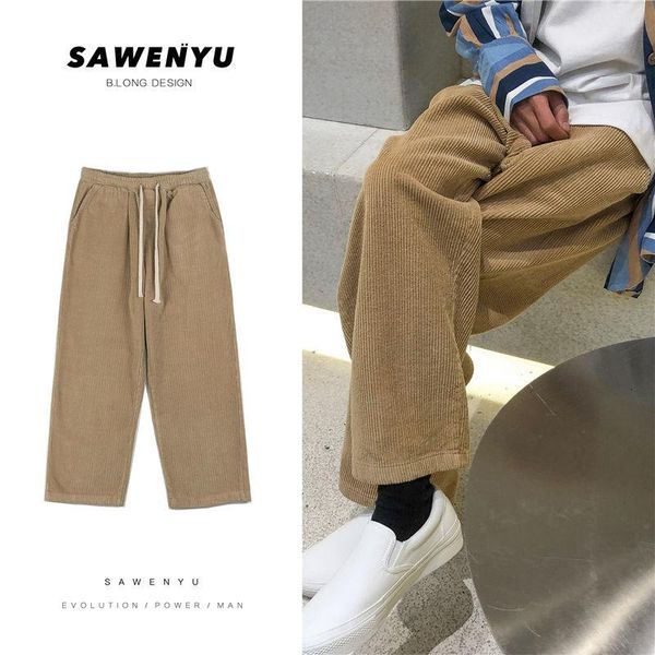 men's pants corduroy casual korean straight-leg fashion loose wide-leg streetwear pleated trousers, Black
men's pants corduroy casual korean straight-leg fashion loose wide-leg streetwear pleated trousers, Black