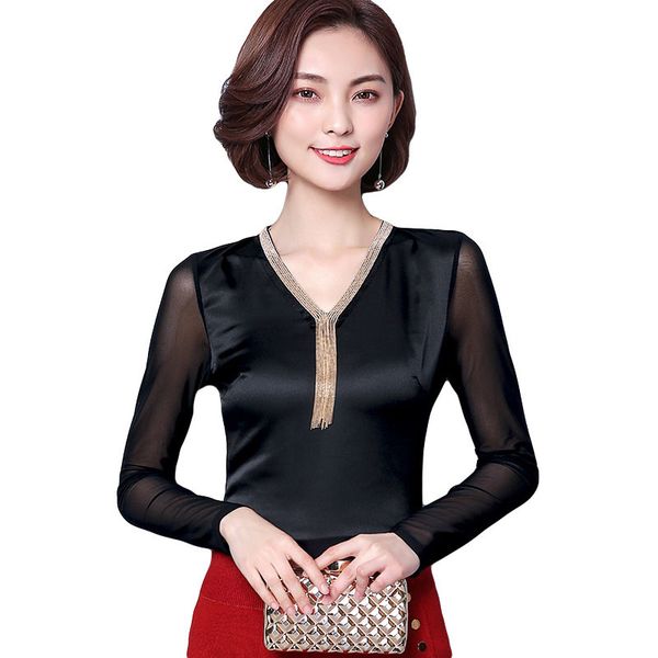 2021 silk women t-shirts new autumn slim mesh patchwork long sleeve temperament v-neck shirts fashion tassel female t-shirt ubdv, White
2021 silk women t-shirts new autumn slim mesh patchwork long sleeve temperament v-neck shirts fashion tassel female t-shirt ubdv, White