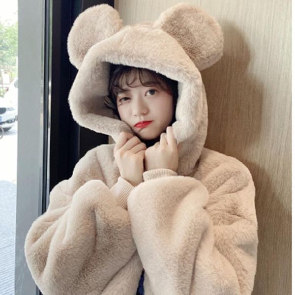 women's jackets lugentolo cute plush jacket girls winter japanese hooded furry coat fashion loose women, Black;brown
women's jackets lugentolo cute plush jacket girls winter japanese hooded furry coat fashion loose women, Black;brown