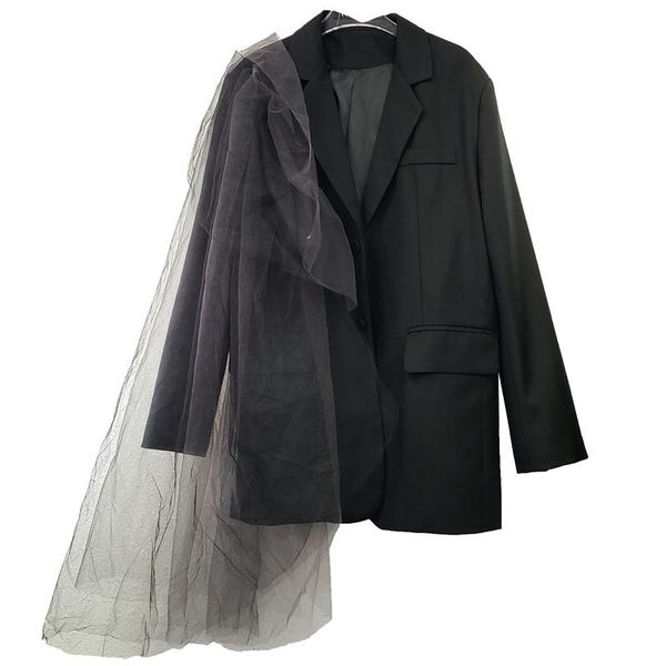 women's suits & blazers superaen 2021 mesh patchwork blazer spring and autumn long loose streetwear suit coats, White;black
women's suits & blazers superaen 2021 mesh patchwork blazer spring and autumn long loose streetwear suit coats, White;black
