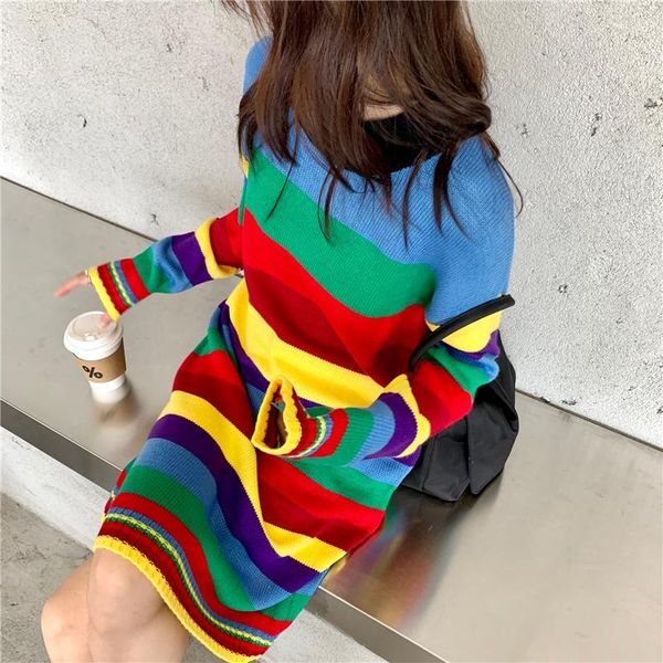 casual dresses autumn women knitted dress long sleeve o neck colorful striped loose fashion rainbow sweater female, Black;gray
casual dresses autumn women knitted dress long sleeve o neck colorful striped loose fashion rainbow sweater female, Black;gray