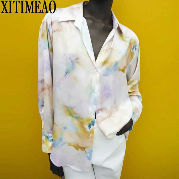 za women spring autumn retro tie dye printing simple style loose long sleeve shirt casual chic xitimeao 210602, White
za women spring autumn retro tie dye printing simple style loose long sleeve shirt casual chic xitimeao 210602, White