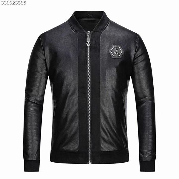 men's fur & faux large pp leather fashion casual jacket, Black