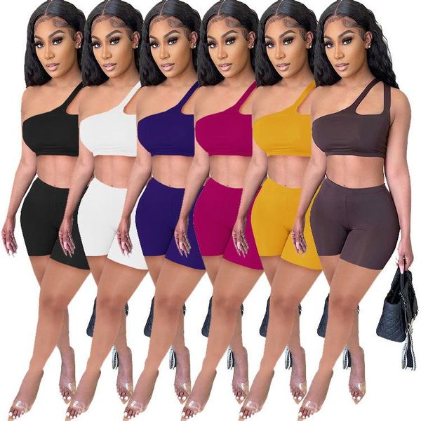 women's tracksuits zaggin 2021 summer women solid 6-color belly-exposed 2-piece set lady one-shoulder sleeveless shorts skinny sets, Gray
women's tracksuits zaggin 2021 summer women solid 6-color belly-exposed 2-piece set lady one-shoulder sleeveless shorts skinny sets, Gray