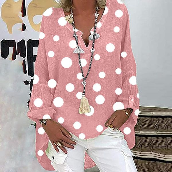 women's blouses & shirts 40# plus size linen cotton blouse women casual long sleeve vintage polka dot loose v-neck haut femme, White
women's blouses & shirts 40# plus size linen cotton blouse women casual long sleeve vintage polka dot loose v-neck haut femme, White