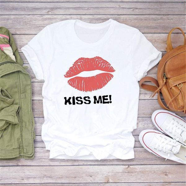 women 2021 summer fashion kiss me red lip print short sleeve lady t-shirts t shirt ladies womens graphic female tees, White
women 2021 summer fashion kiss me red lip print short sleeve lady t-shirts t shirt ladies womens graphic female tees, White