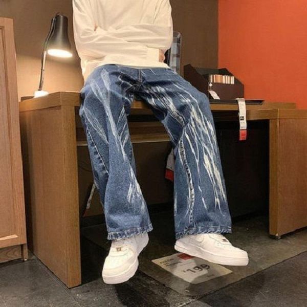 men's jeans icclek tie-dye black fall loose straight-leg pants high street wide-leg trousers for men skinny, Blue
men's jeans icclek tie-dye black fall loose straight-leg pants high street wide-leg trousers for men skinny, Blue