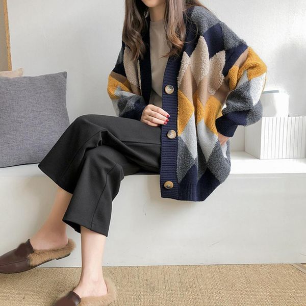women sweaters cardigan coat rhombus pattern long sleeve buttons knitted cardigan sweaters for women autumn cardigan knitwear, Gray
women sweaters cardigan coat rhombus pattern long sleeve buttons knitted cardigan sweaters for women autumn cardigan knitwear, Gray