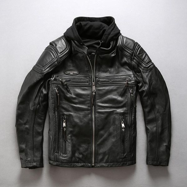 men's leather & faux 2021 hooded pattern motorcycle men hat removable cow coat winter moto biker jacket embroidery, Black
men's leather & faux 2021 hooded pattern motorcycle men hat removable cow coat winter moto biker jacket embroidery, Black
