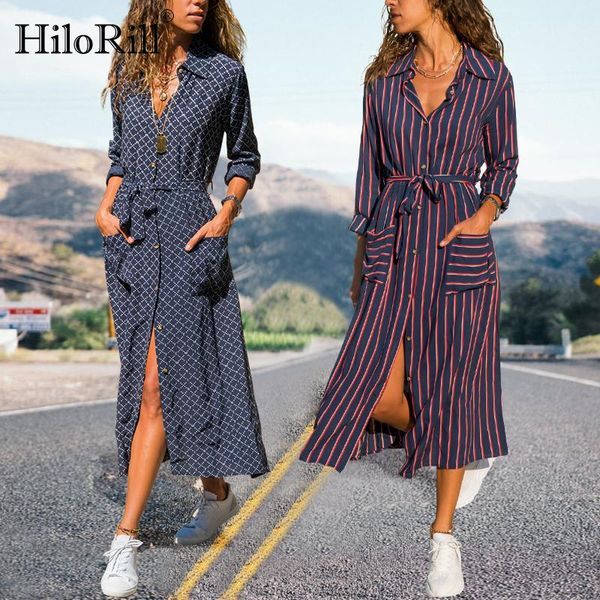 hilorill 2021 new striped lady shirt dress long sleeve turn down collar casual dresses pockets bandage elegant midi dress robe, Black;gray
hilorill 2021 new striped lady shirt dress long sleeve turn down collar casual dresses pockets bandage elegant midi dress robe, Black;gray