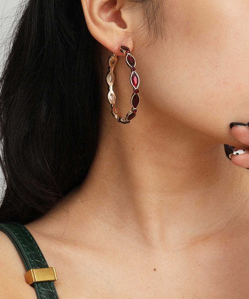 jewelry personality circle c-shaped versatile business simple geometry dark red handmade earrings, Silver
jewelry personality circle c-shaped versatile business simple geometry dark red handmade earrings, Silver