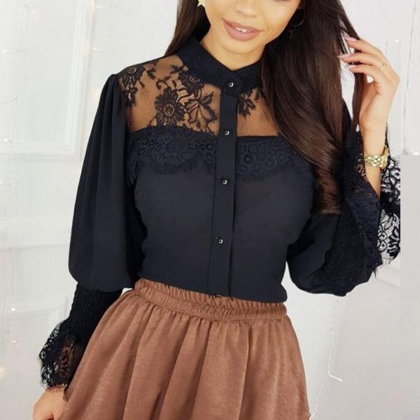 women's blouses & shirts women clothes 2021 and lace ladies transparent long sleeve summer vintage blouse mujer, White
women's blouses & shirts women clothes 2021 and lace ladies transparent long sleeve summer vintage blouse mujer, White