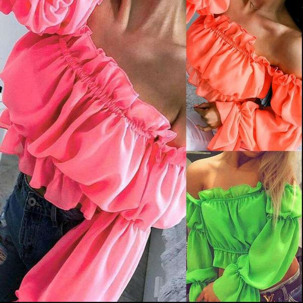 summer off shoulder ruffle women crop blouses casual long puff sleeve belly shirt fashion lady slash neck chiffon, White
summer off shoulder ruffle women crop blouses casual long puff sleeve belly shirt fashion lady slash neck chiffon, White