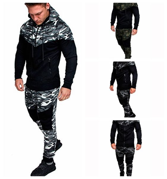 2021 tracksuits men's outdoor sports camouflage color matching sweater cardigan hooded suit, Gray
2021 tracksuits men's outdoor sports camouflage color matching sweater cardigan hooded suit, Gray