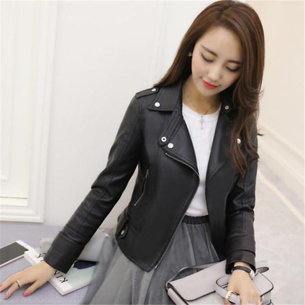 women's jackets pu leather short slim small coat motorcycle jacket fashion thin section 2021 autumn style en*, Black;brown
women's jackets pu leather short slim small coat motorcycle jacket fashion thin section 2021 autumn style en*, Black;brown