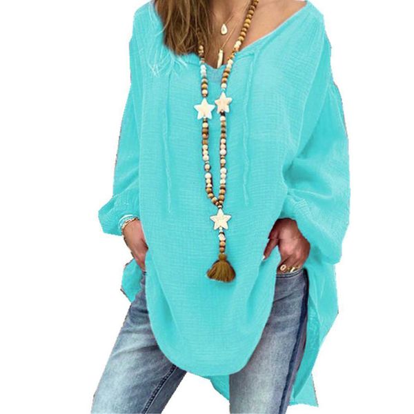 cotton blend womens and blouses plus size long sleeve turn down female tunic beach shirts casual puff sleeve v neck, White
cotton blend womens and blouses plus size long sleeve turn down female tunic beach shirts casual puff sleeve v neck, White