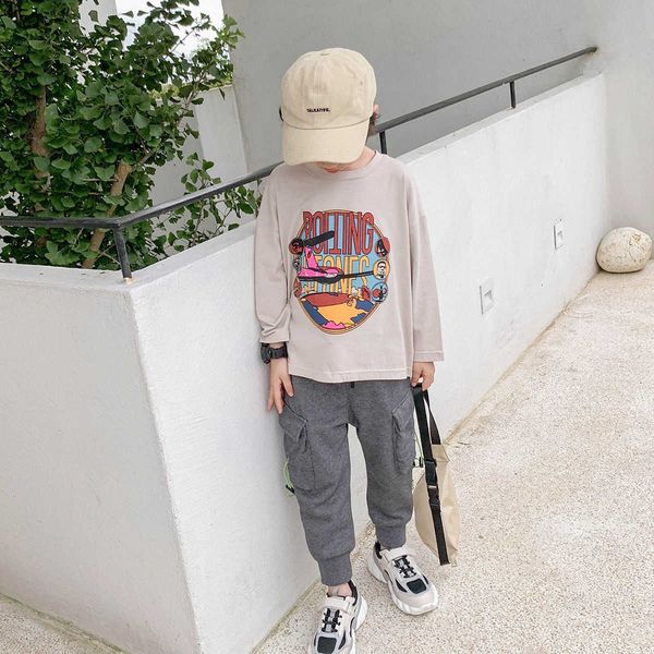 pure sleeve t-shirt boys' cotton spring and long autumn fashion children's sweater, Black;white
pure sleeve t-shirt boys' cotton spring and long autumn fashion children's sweater, Black;white