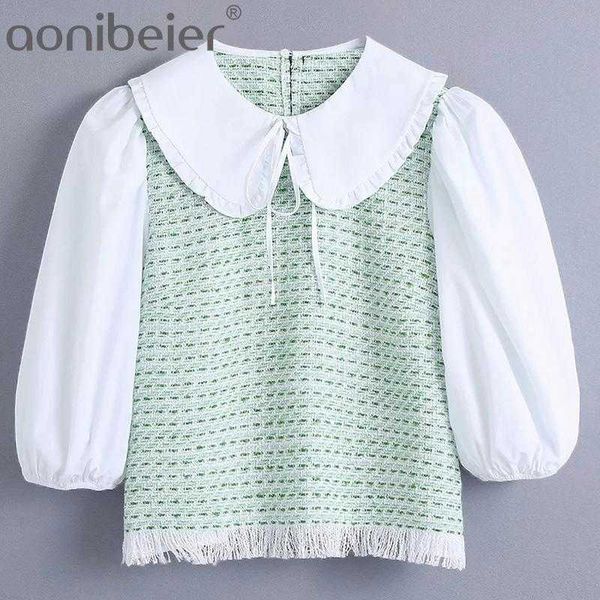 textured patchwork summer fashion puff sleeve women casual blouses tassels hem loose female fake two pieces 210604, White
textured patchwork summer fashion puff sleeve women casual blouses tassels hem loose female fake two pieces 210604, White