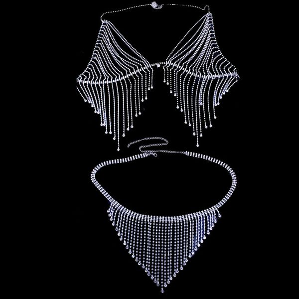 Sexy Underwear Jewelry Rhinetone Tassel Body Chain for Women Bikini Swimwear Bra and Thong Set Body Harness Party, Silver
Sexy Underwear Jewelry Rhinetone Tassel Body Chain for Women Bikini Swimwear Bra and Thong Set Body Harness Party, Silver
