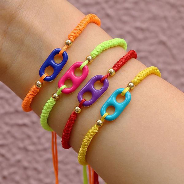 link, chain selling oil drop square hollow bracelet bohemian couple color matching coffee bean braided, Black
link, chain selling oil drop square hollow bracelet bohemian couple color matching coffee bean braided, Black