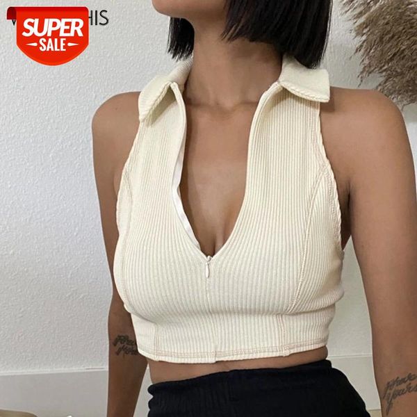 wannathis turn-down collar front zipper tank women sleeveless slim elastic crop knitted cotton lady summer casual #dx3v, White
wannathis turn-down collar front zipper tank women sleeveless slim elastic crop knitted cotton lady summer casual #dx3v, White