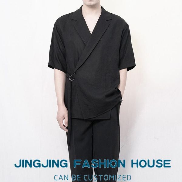 men's casual shirts s-6xl2021 men short sleeve shirt loose style double breasted black linen, White;black
men's casual shirts s-6xl2021 men short sleeve shirt loose style double breasted black linen, White;black
