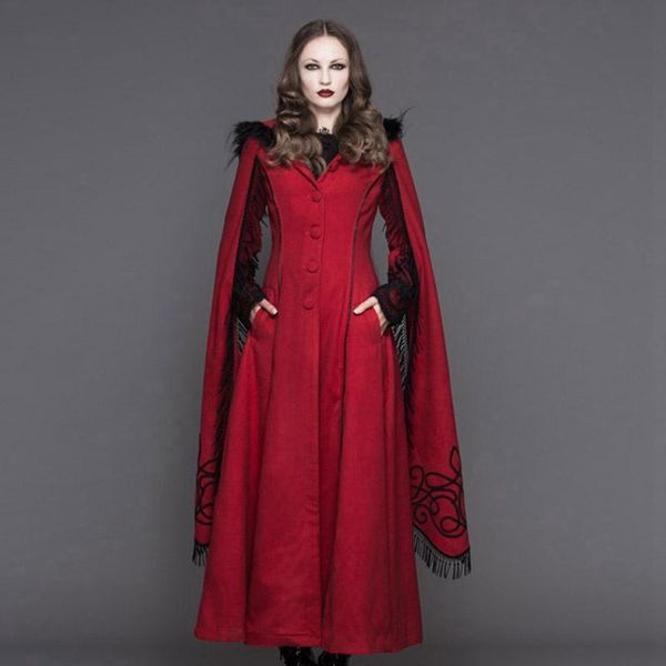 women's trench coats devil fashion angel sleeve tasseled goth long coat ct02401/ct02402, Tan;black
women's trench coats devil fashion angel sleeve tasseled goth long coat ct02401/ct02402, Tan;black