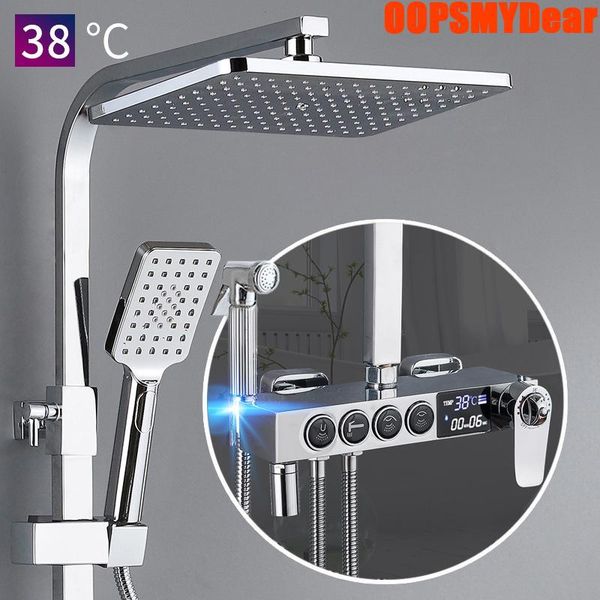 led digital shower set bathroom wall mount smart thermostatic shower system cold mixer chrome bath tap chuveiro do banheiro
led digital shower set bathroom wall mount smart thermostatic shower system cold mixer chrome bath tap chuveiro do banheiro
