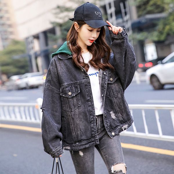 luxury brand coats embroidered hooded denim jacket women's 2021 spring autumn new hole loose versatile thin ins fashion, Black
luxury brand coats embroidered hooded denim jacket women's 2021 spring autumn new hole loose versatile thin ins fashion, Black