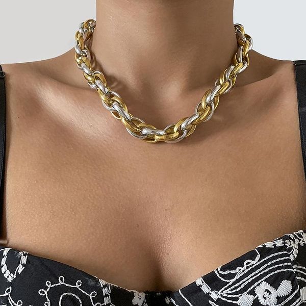 chains 1pc simple hollow women's short clavicle chain geometric mixed color stitching twist necklace, Silver
chains 1pc simple hollow women's short clavicle chain geometric mixed color stitching twist necklace, Silver