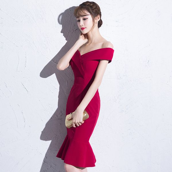 short burgundy prom dresses 2021 new arrival fashion mermaid party women performance dress, Black
short burgundy prom dresses 2021 new arrival fashion mermaid party women performance dress, Black