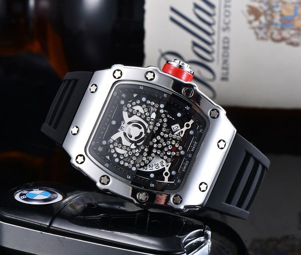 2021 richa brand three series luxury watches fashion sport rm mens quartz watch designer rubber strap leisure miller ghost head skeleton, Slivery;brown 
2021 richa brand three series luxury watches fashion sport rm mens quartz watch designer rubber strap leisure miller ghost head skeleton, Slivery;brown