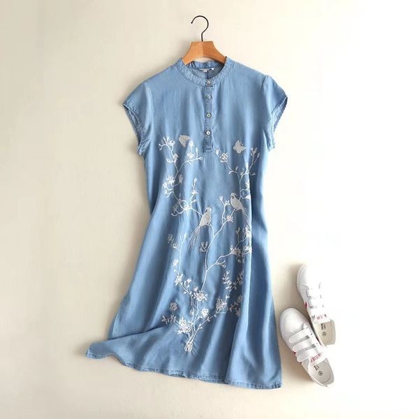 luxury casual dresses sf1011 - women's spring summer 2021 flower and bird cheongsam embroidered denim drs, Black;gray
luxury casual dresses sf1011 - women's spring summer 2021 flower and bird cheongsam embroidered denim drs, Black;gray