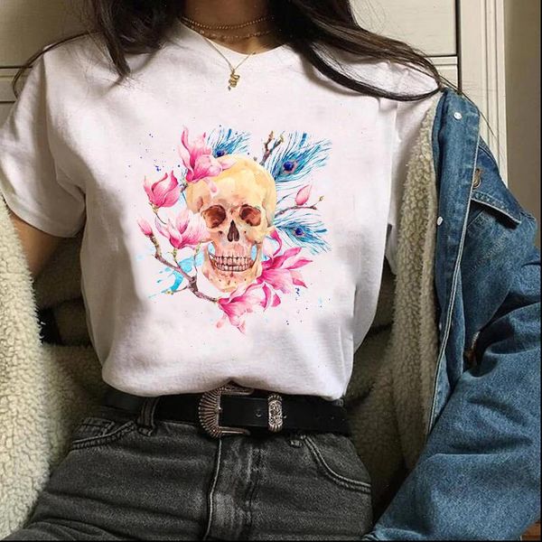 women clothing clothes graphic skull watercolor floral trend 90s print halloween lady tees female t shirt womens t shirt, White
women clothing clothes graphic skull watercolor floral trend 90s print halloween lady tees female t shirt womens t shirt, White