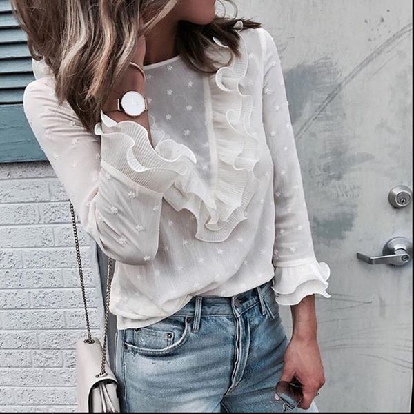 ladies women casual ruffle lace polka dot blouse blusas o neck shirt flare 3 4 sleeve blouses and female black, White
ladies women casual ruffle lace polka dot blouse blusas o neck shirt flare 3 4 sleeve blouses and female black, White